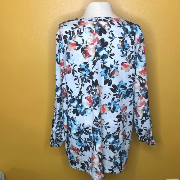 Van Heusen Shirt Floral Blouse Tunic L - Picture 2 of 3
